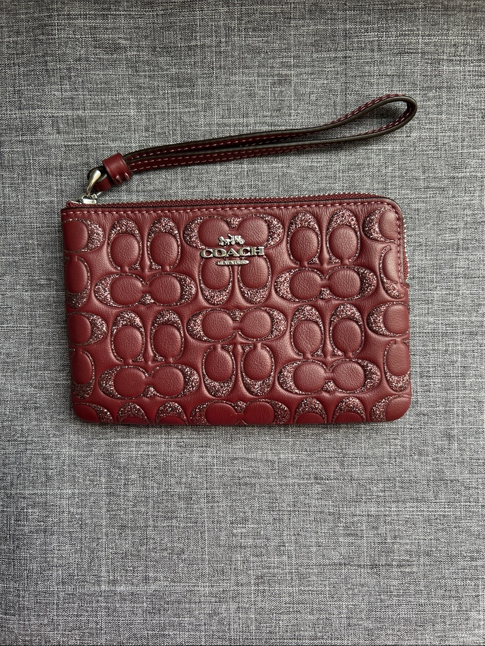 COACH Quilted Signature Wristlet in Burgundy Red-NWT/Never Used.